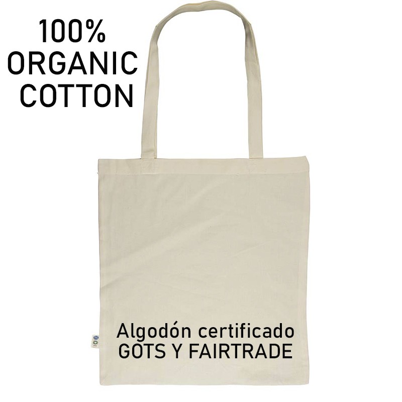 Bolsa de algodón orgánico Gots y Fairtrade de calidad 120gr