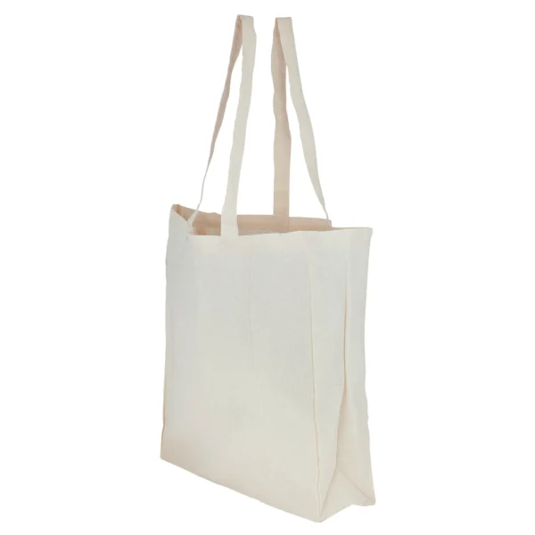 bolsa de algodón natural ligera con amplio fuelle