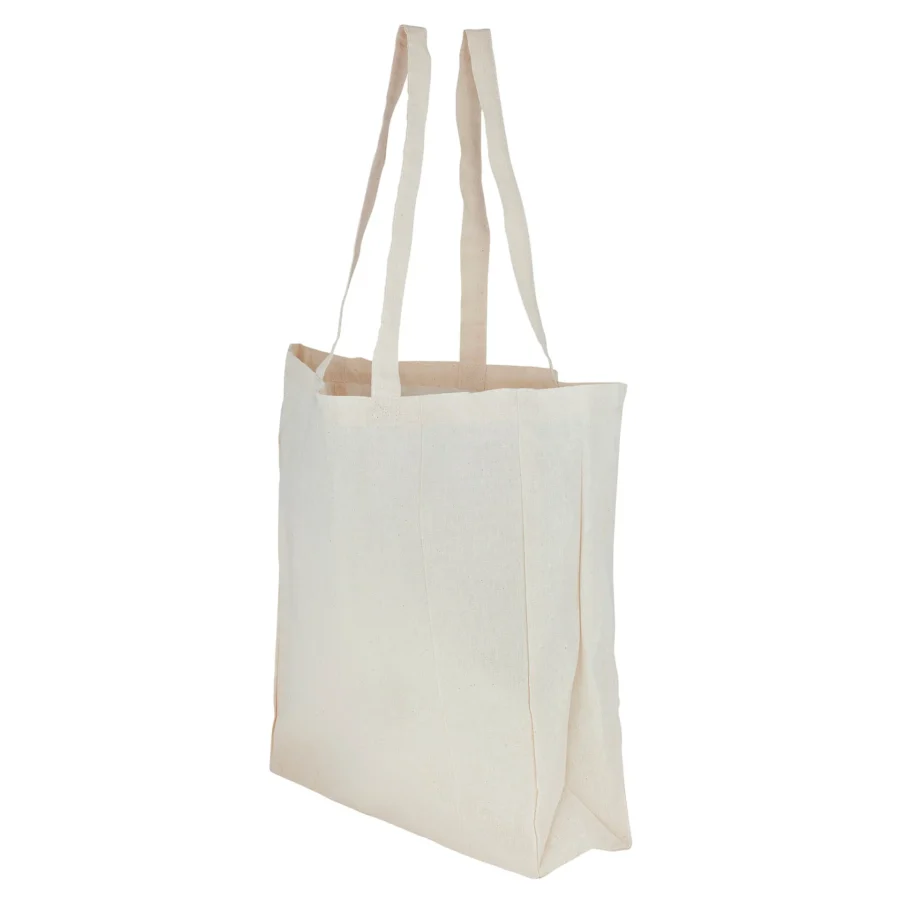 bolsa de algodón natural ligera con amplio fuelle