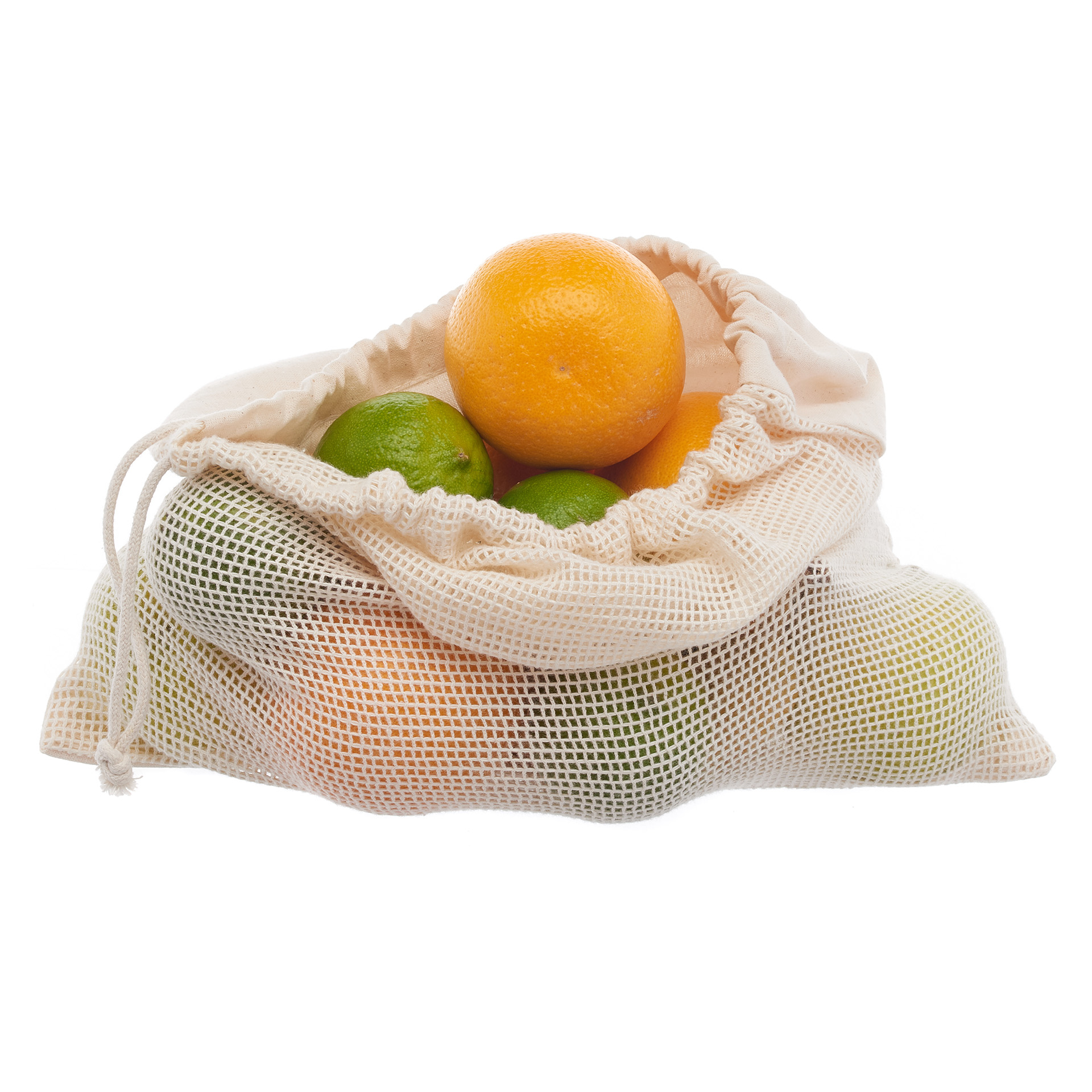 Bolsa red de algodón orgánico para frutas y verduras