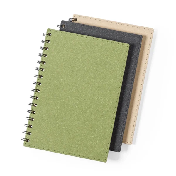 Libreta de cartón reciclado ecológica con acabado premium de calidad personalizada con logo ideal para uso personal y profesional