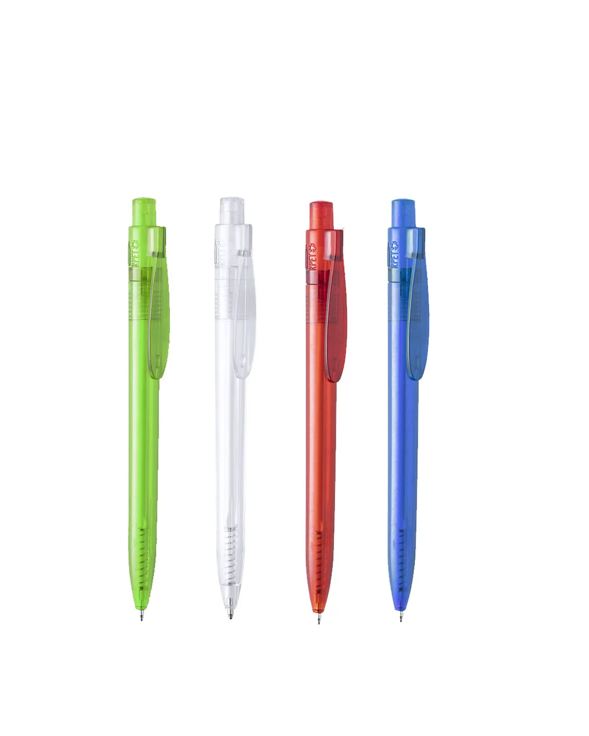 Bolígrafo de poliéster reciclado personalizado con tu logo, mecanismo pulsador disponible en diferentes colores