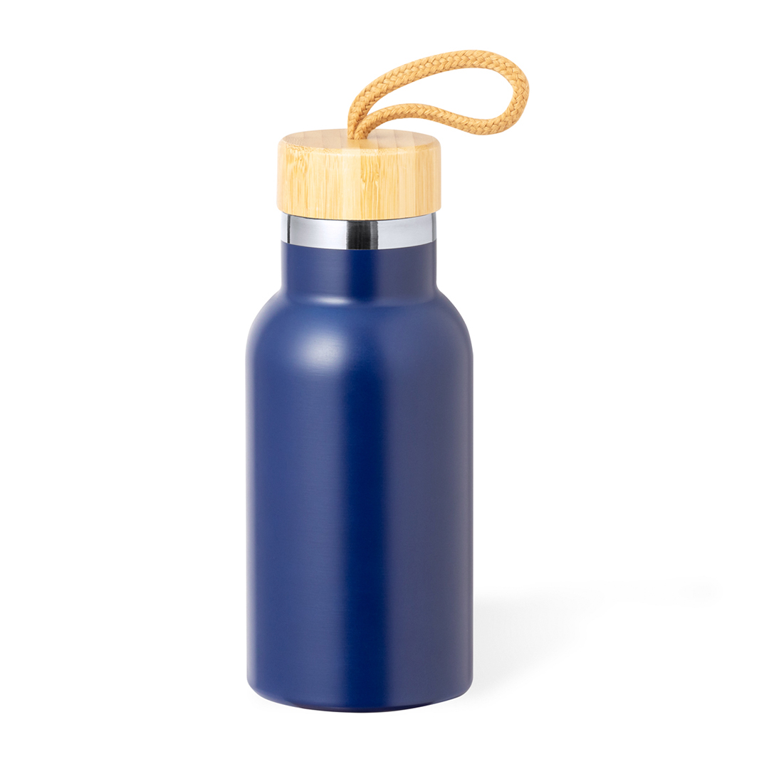 Botella térmica doble pared de inox tapa de rosca en bambú