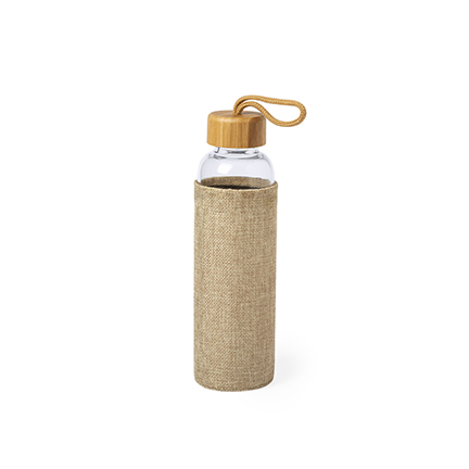 Botella de vidrio y bambú con funda