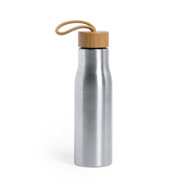 Botella acero inox y tapa de bambú