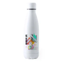 Botella blanca de acero inoxidable personalizada ideal para sublimación acabado brillo