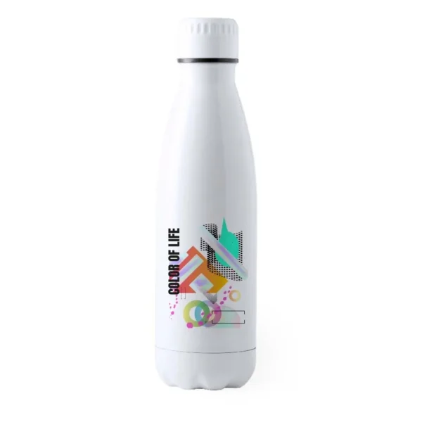 Botella blanca de acero inoxidable personalizada ideal para sublimación acabado brillo