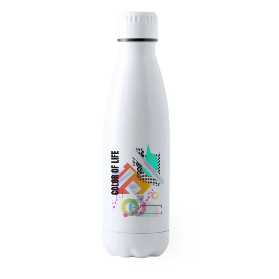 Botella blanca de acero inoxidable personalizada ideal para sublimación acabado brillo