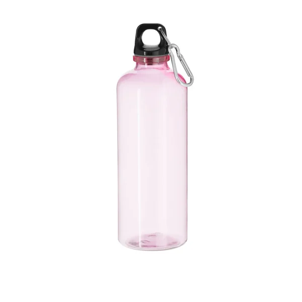 Botella personalizada para bebidas de plástico reciclado con práctico mosquetón