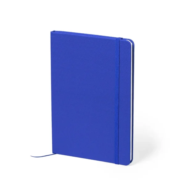 Libreta de notas en poliéster reciclado con distintivo rpet disponible en diferentes colores para merchandising personalizada con impresión a color