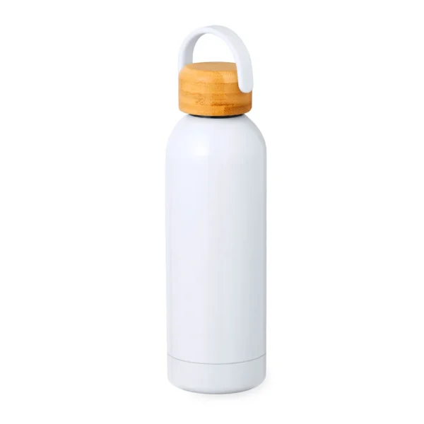 Termo de acero inoxidable con doble pared aislante para bebidas frías o calientes, personalizado a todo color con sublimación acabado blanco brillo