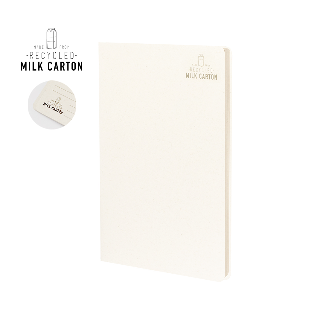 Libreta de cartones de leche reciclados tapa blanda