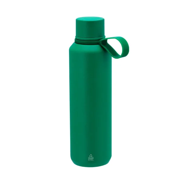 Botella termo de acero inoxidable reciclado pared aislante y asa de agarre distintivo reciclado