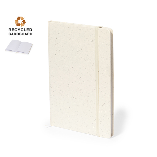 Libreta para congresos en cartón reciclado tamaño a5 con hojas blancas perfecta para merchandising y regalo publicitario