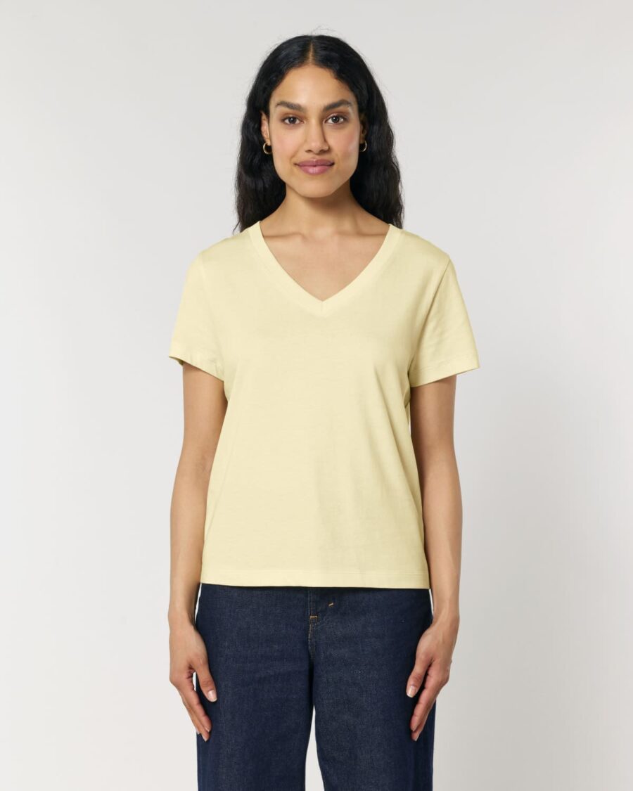 camiseta de pico para mujer de agradable algodón orgánico