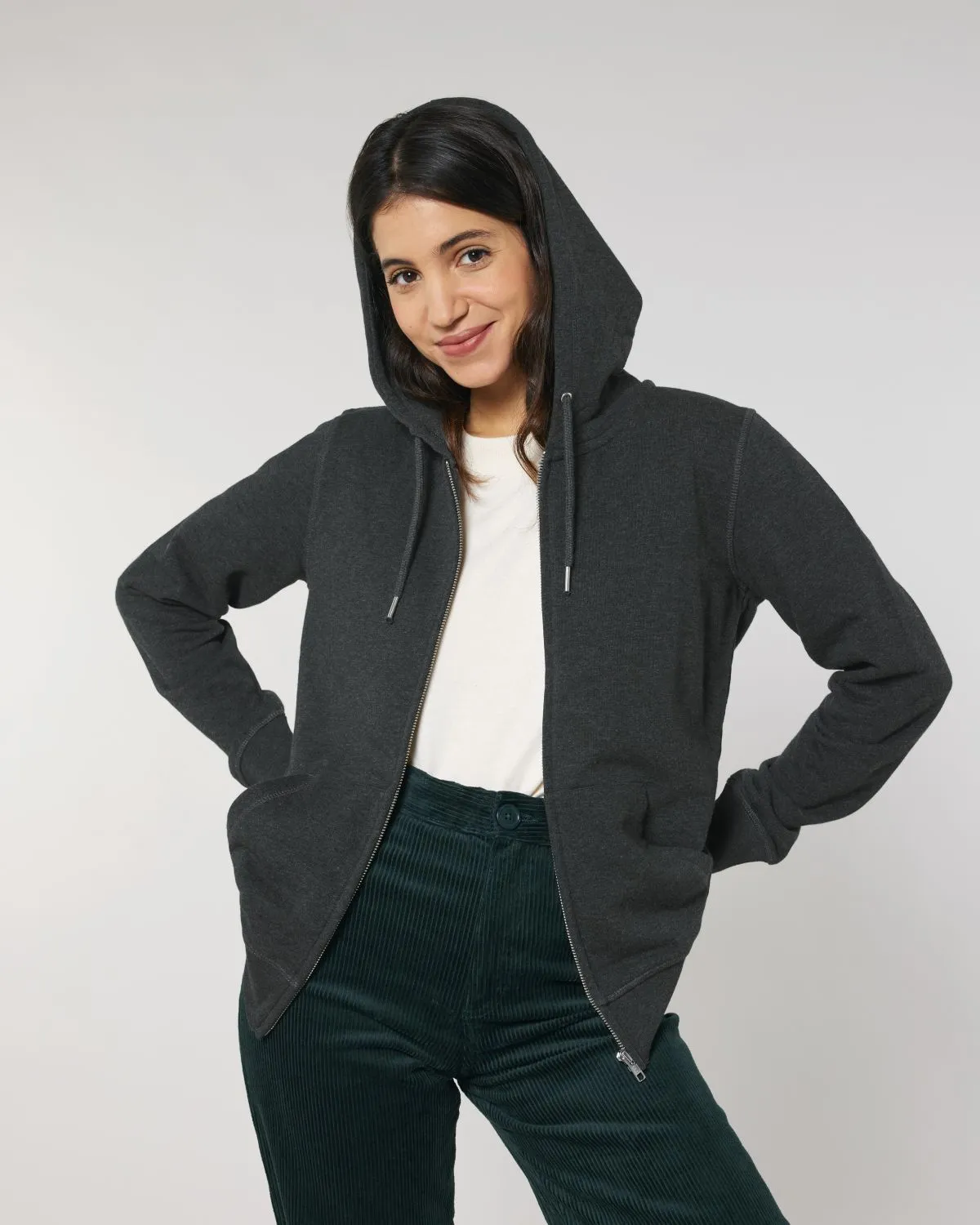 Sudadera con capucha y cremallera de algodón orgánico