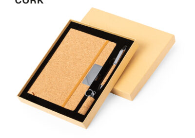 libreta y boligrafo de corcho para regalo