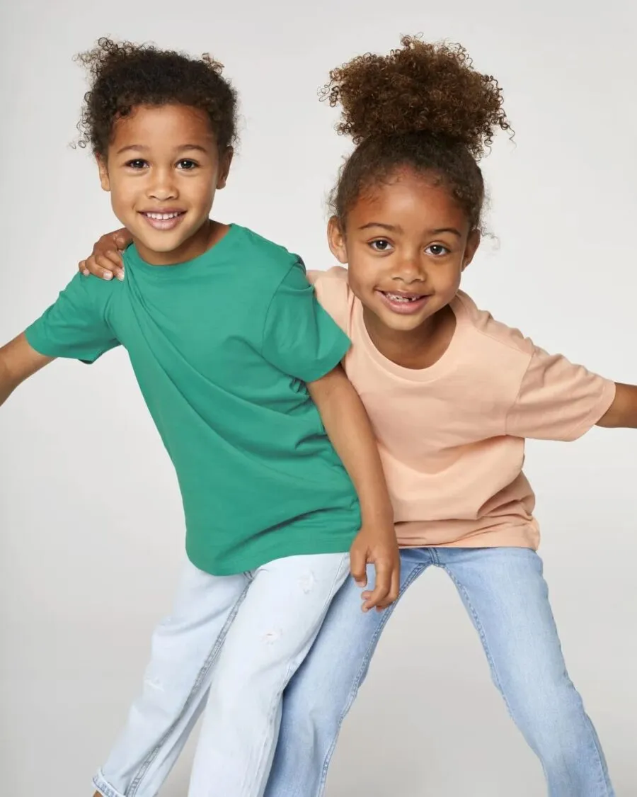camiseta resistente de algodón orgánico para niños y niñas