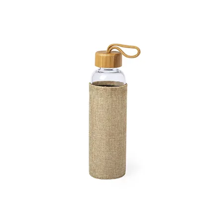 Botella de vidrio y bambú con funda