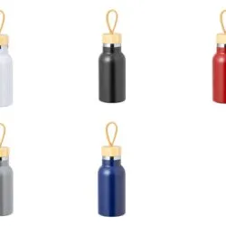 COLLAGE 6020711 Botella térmica doble pared de inox tapa de rosca en bambú