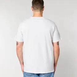 Espalda de la camiseta de algodón orgánico blanca, amplia zona para personalizar con tu logo